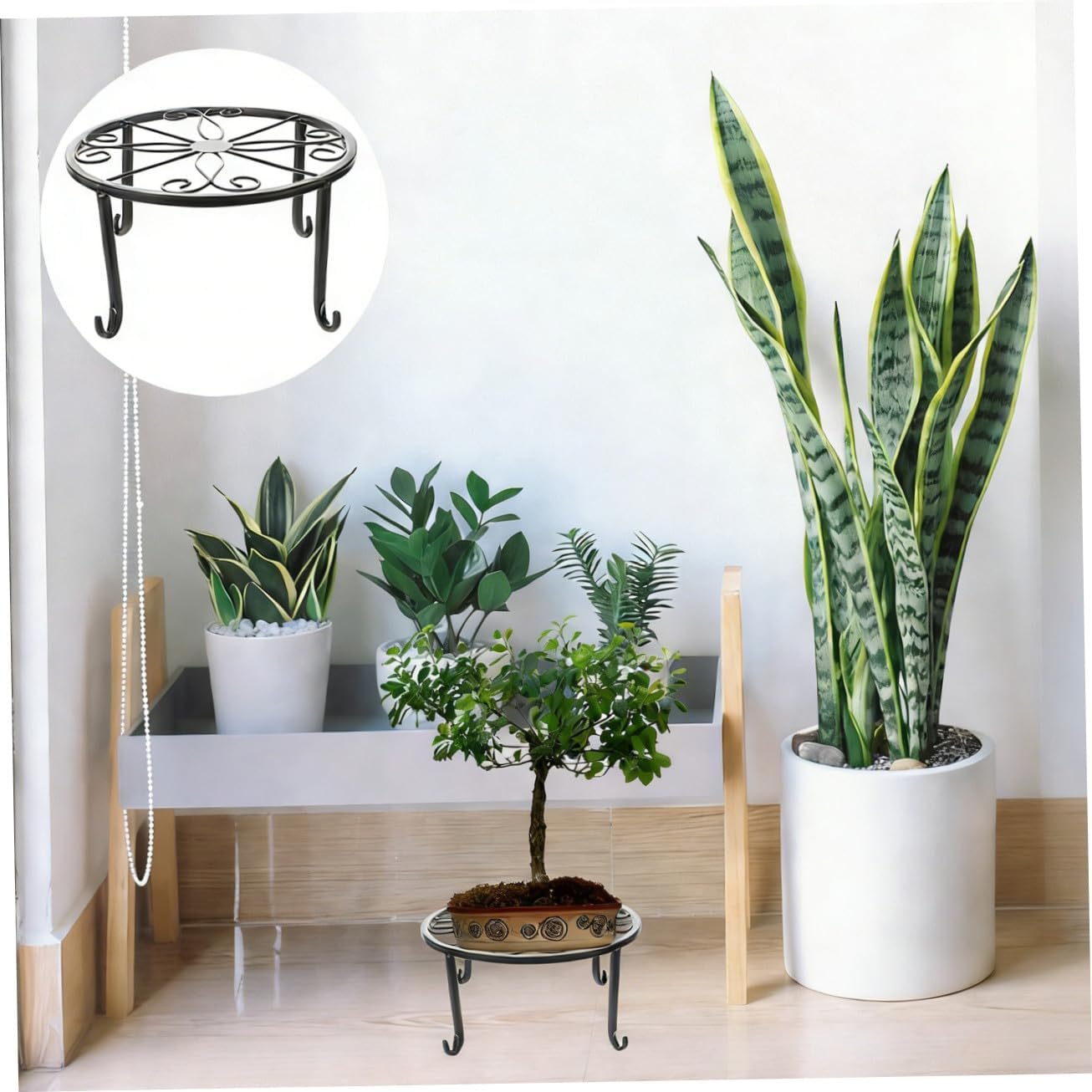 POPETPOP 4pcs Hollow Style Iron Art Flower Stand Plant Pot Holder for Use Elegant Floor Display for Balcony Garden Home Decor