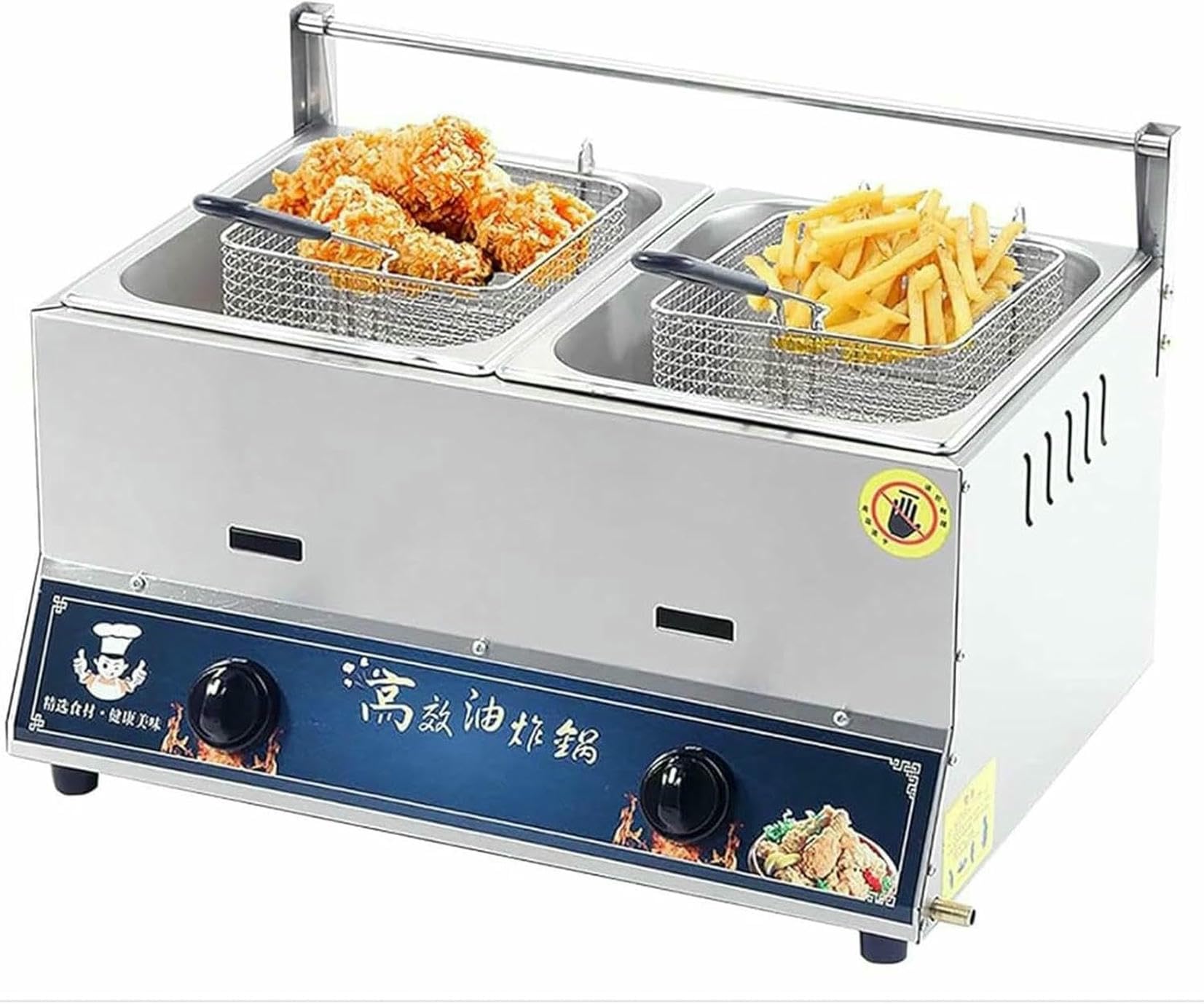 Friggitrice per Gas Professionale, Friggitrice per profondità Commerciale, Friggitrice per Pollo in Acciaio Inossidabile 10L/20L con Scoop di Cesto, per La Cucina Commerciale della Casa ~/