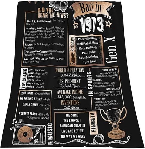 Miniatura 3 de Manta de regalo de cumpleaños número 50 para hombres y mujeres, decoración de aniversario de 50 años de 1973, idea de regalo para marido, esposa,