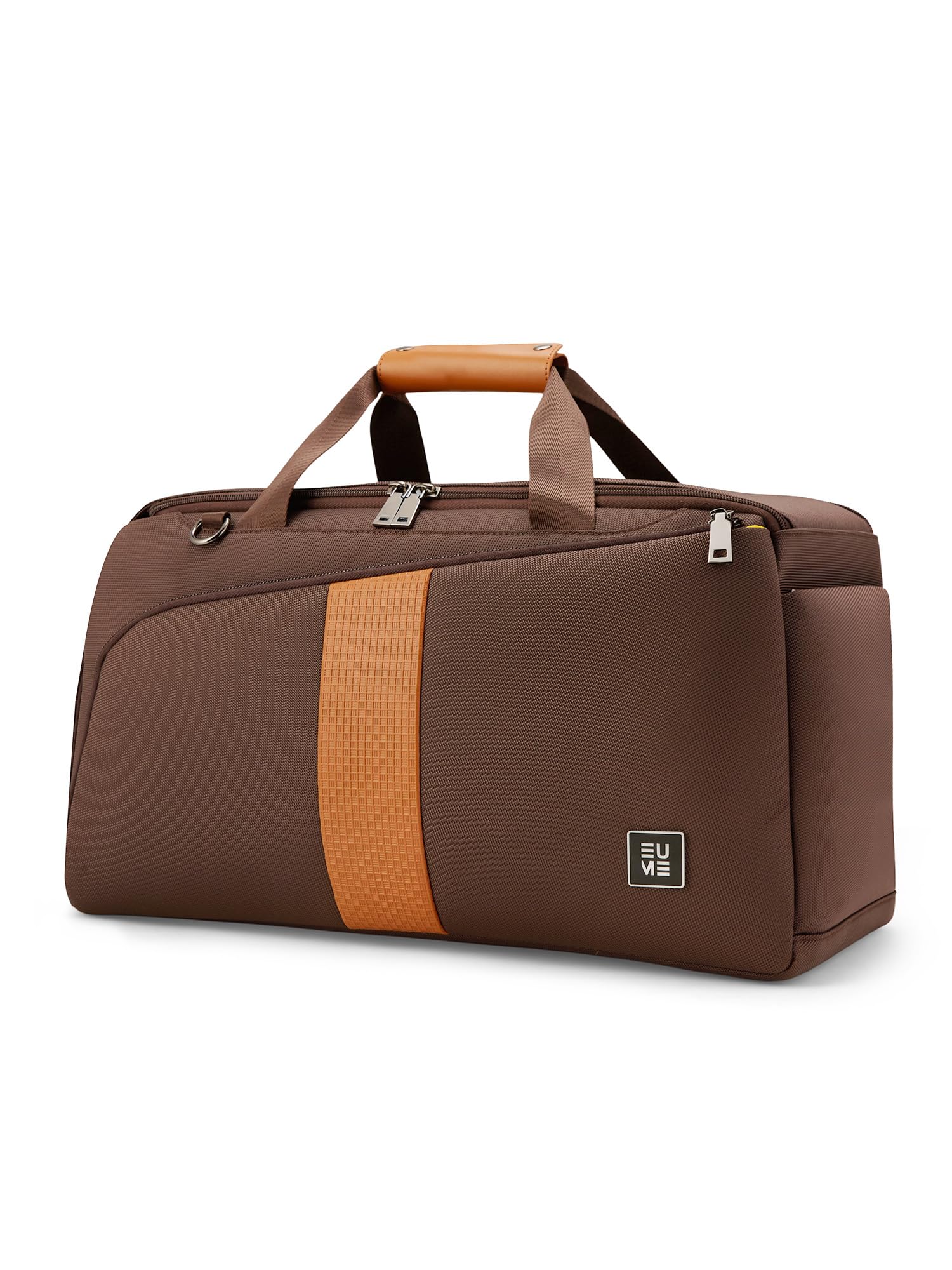 Odyssey Premium Duffle Bag for Men & Women | 30L Cabin Overnighter Duffel with Shoe Compartment | Lightweight & Premium Water Resistant Fabric with Trolley Sleeve| Gym & Flight Travel | Brown-image-12