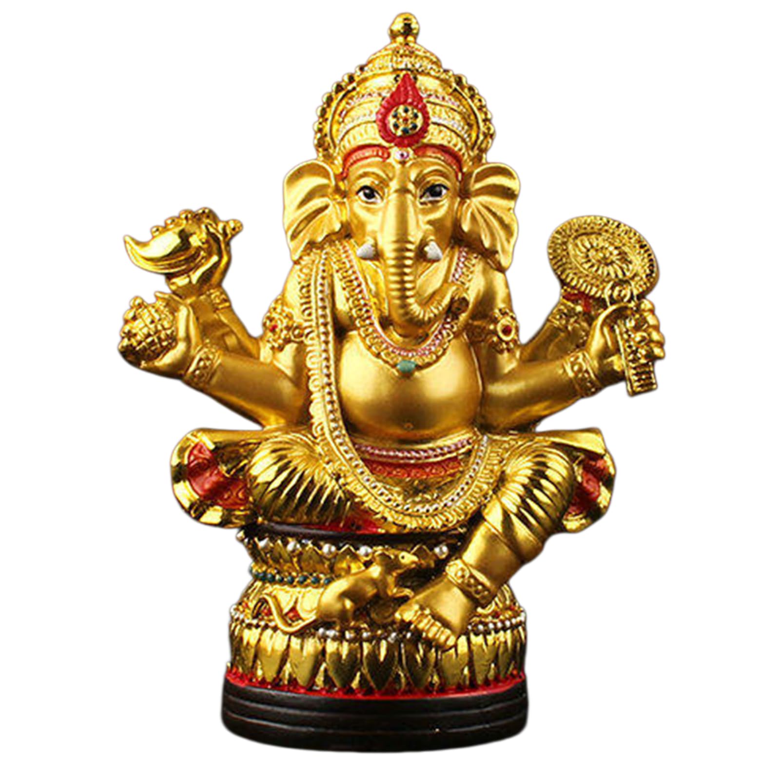 YXCQHZM Gold Ganesha Statue for Home Office Décor, Hindu Ganesha Statue, Gifts for Good Luck New Beginnings Devotion