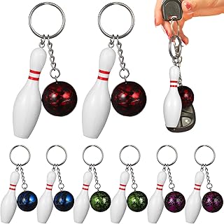 10Pack Bowling Keychain, Bowling Pin Keychain Keyring Decoration Hanging Ornament Key Chains for Backpack Hook DIY Craft Accesories,Sports Souvenir Favors