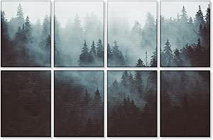 Art Acoustic Panels with Self-Adhesive,48 x 32Inches Acoustic Wall Art,Better Decorative Than Sound Proof Foam Panels,Recording Studio/Home/Office Acoustical Treatment,Misty forest