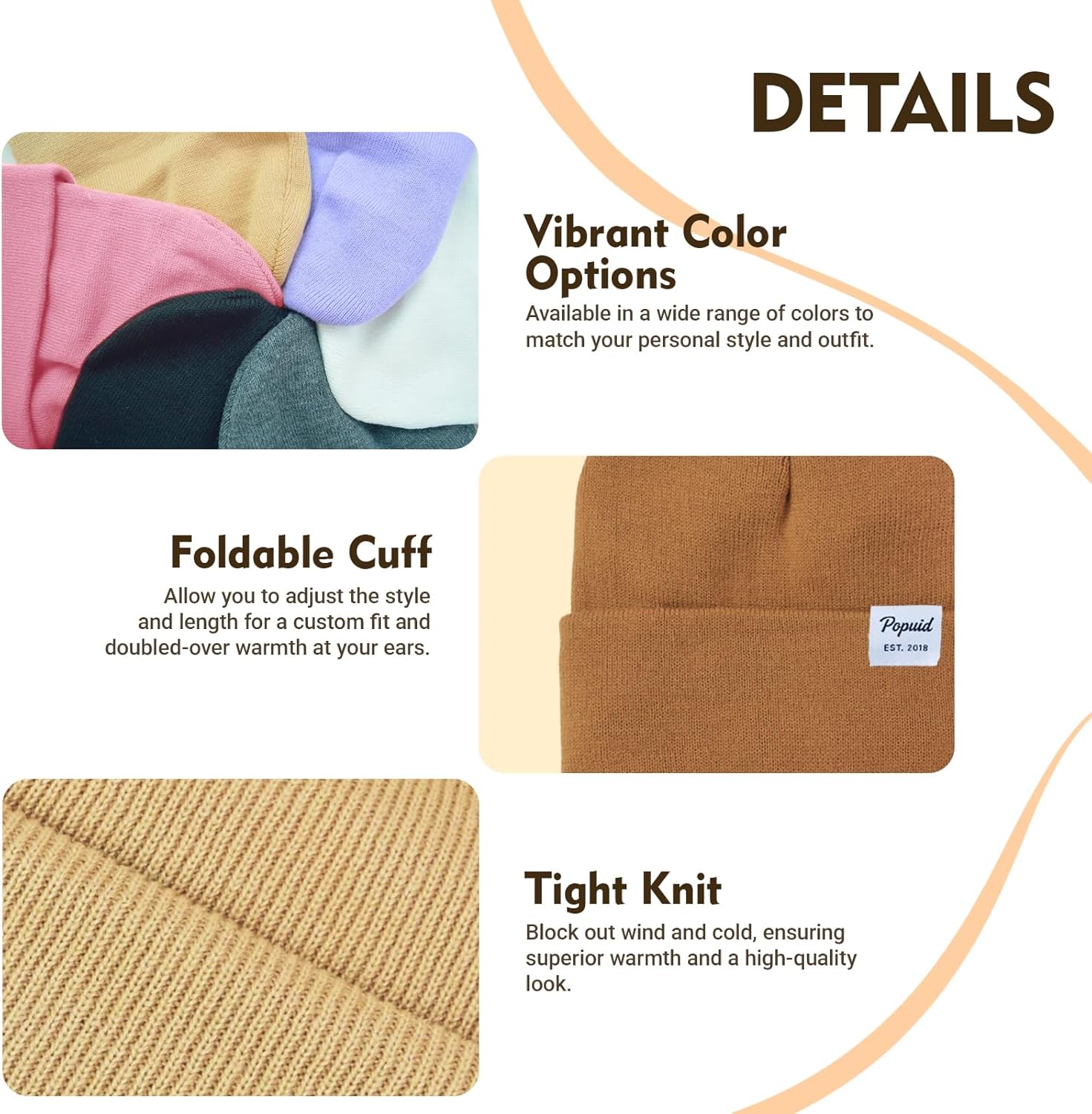 5 Pack Satin Lined Beanie Knit Winter Hats for Men Women, Soft Warm Slouchy Silk Lining Cuffed Skull Cap - Image 5