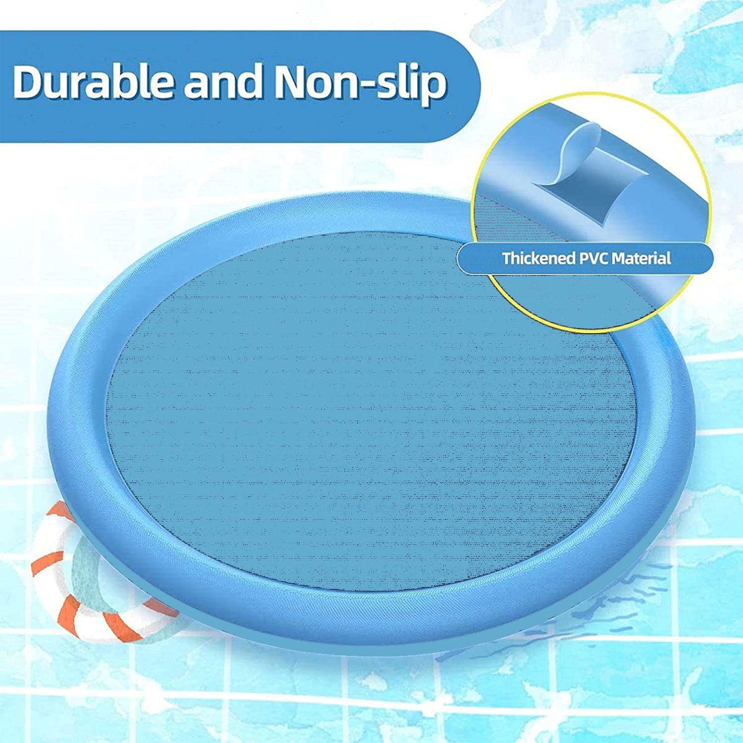 Hunde-Sprinklermatte 150x150 Cm – Rutschfeste Wassermatte Zum Kühlen – Für Garten & Pool