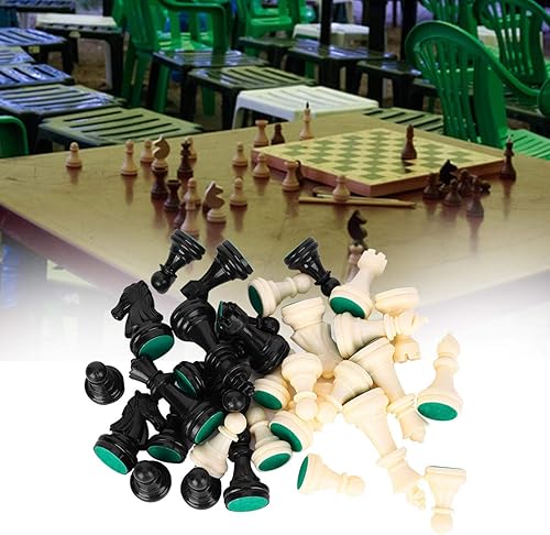 Miniatura 2 de EVTSCAN Juego de ajedrez de plástico Juego de ajedrez internacional Juego completo de ajedrez negro y blanco (King (grande) 3.031 in)