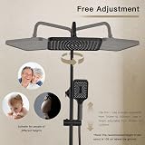 Colonna Doccia Nero Titanio Con Testa Quadrata DEWINNER - Display a LED-Colonna Doccia 4 Modalità e Altezza Regolabile - Testa, Getto, Rubinetto e Soffione Doccia - 3
