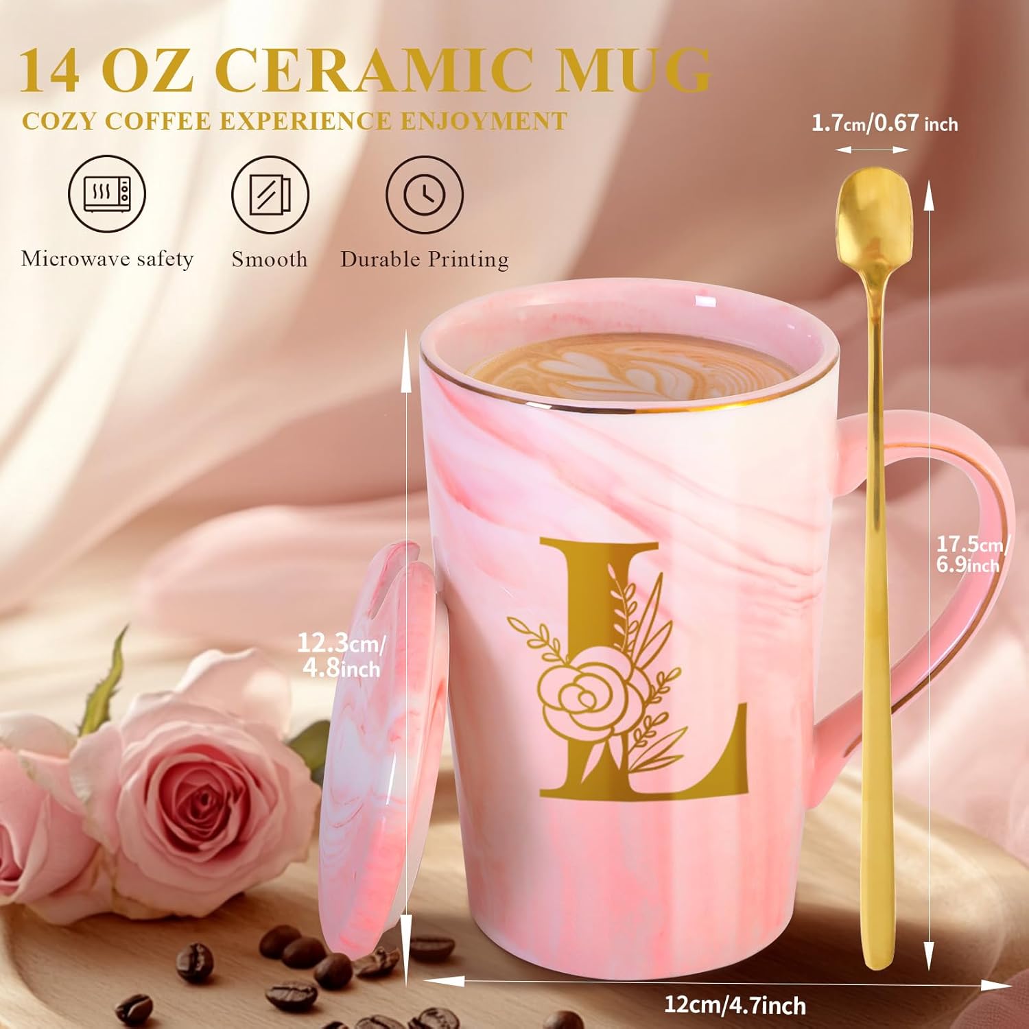 Personalized Ceramic Coffee Mug with Lid Tea Cup Women Lady Boss Gifts Coworker Colleague Manager Team Member Employee Boss Executive Assistant Inter Birthday Farewell Leaving Retirement Christmas,L - Image 4