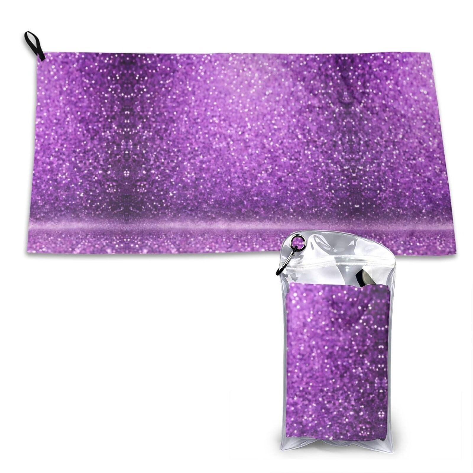 WXWJSHMGC Sparkling Purple Glitter Print Cooling Towel, Gym Towel,Cooling Towels For Neck, Soft Breathable Travel Cool Towel,Sports Towels For Gym,Camping