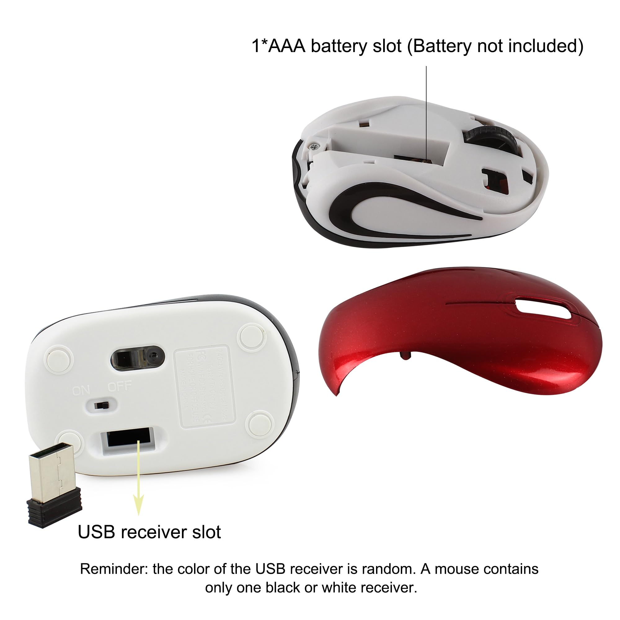 Kabellose Maus, niedlich, Mini-Computermaus, kleine Größe, tragbar, kompakt, für Reisen, USB, optische Mäuse, 3 Tasten, 1000 DPI, schnurlose Maus für Laptop, PC, Computer, Notebook, MacBook, Kinder,