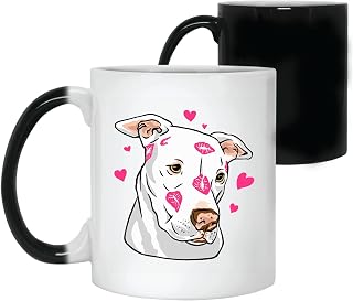 Gift for Pet Lovers Pit Bull Dog with Hearts and Kisses Design 11oz 15oz Color Changing Mug