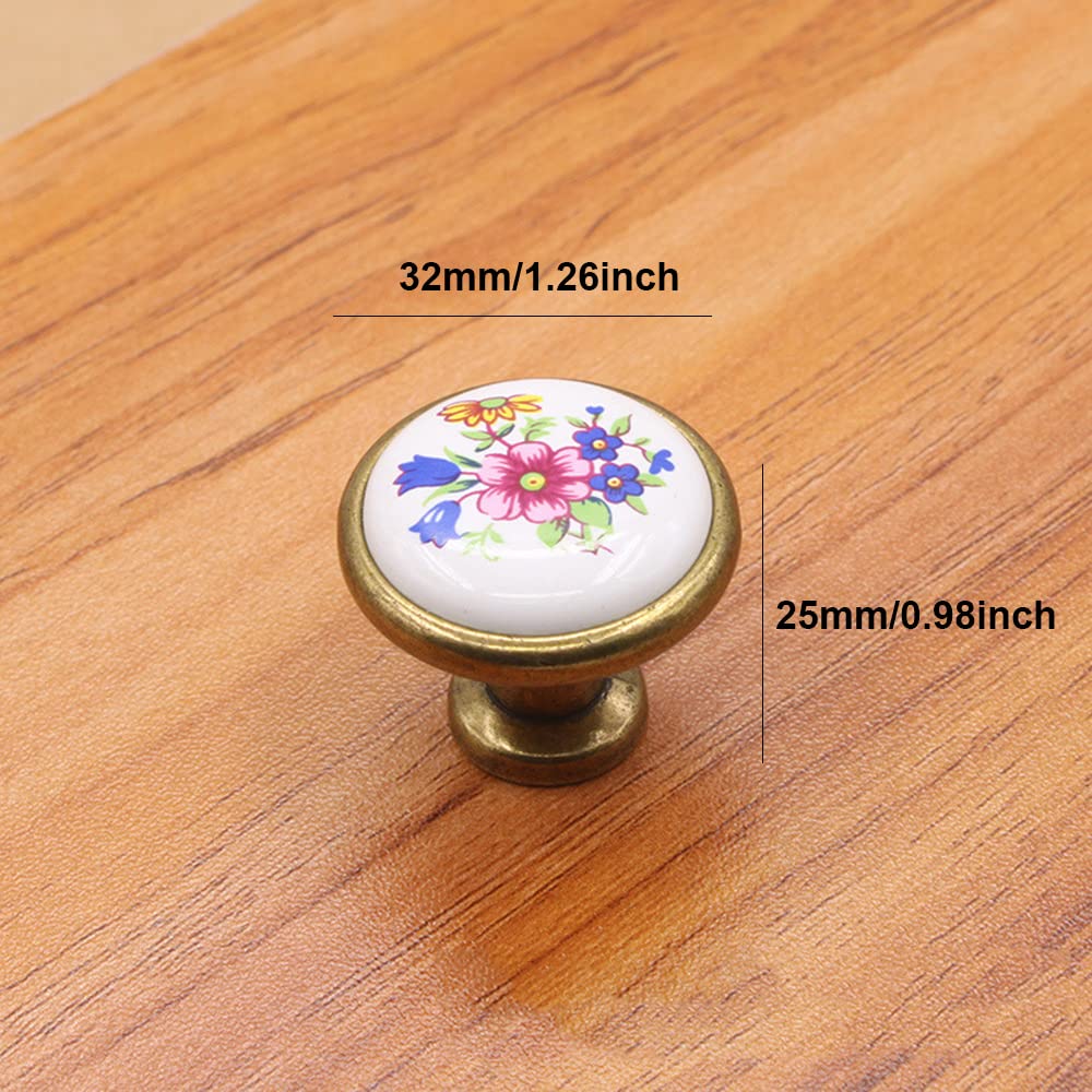 SagaSave, 10 maniglie in ceramica vintage, stile antico, per cassetti, armadi, armadietti, per cucina, armadi, cassettiere, armadi