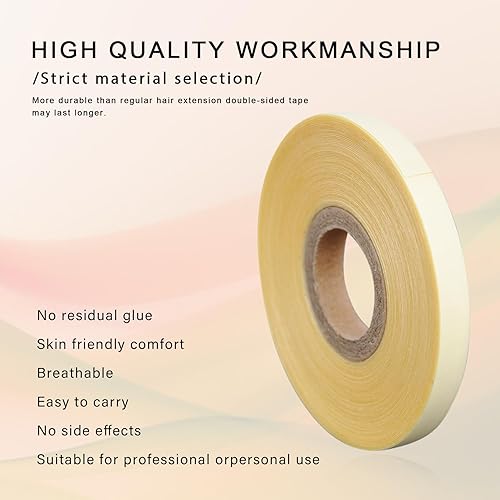 Miniatura 10 de 516"(0.8cm)*12 yardas Cinta para extensiones de cabello con cinta adhesiva de doble cara para extensiones de cabello con cinta (blanco)