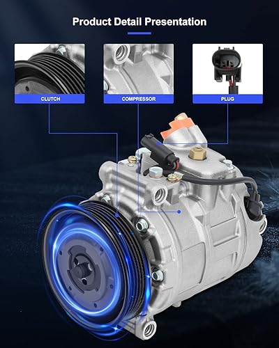 Vista 215 de ECCPP Compresor de A/C con embrague 2014-2018 apto para Ford Focus 2.0L AC Compressor