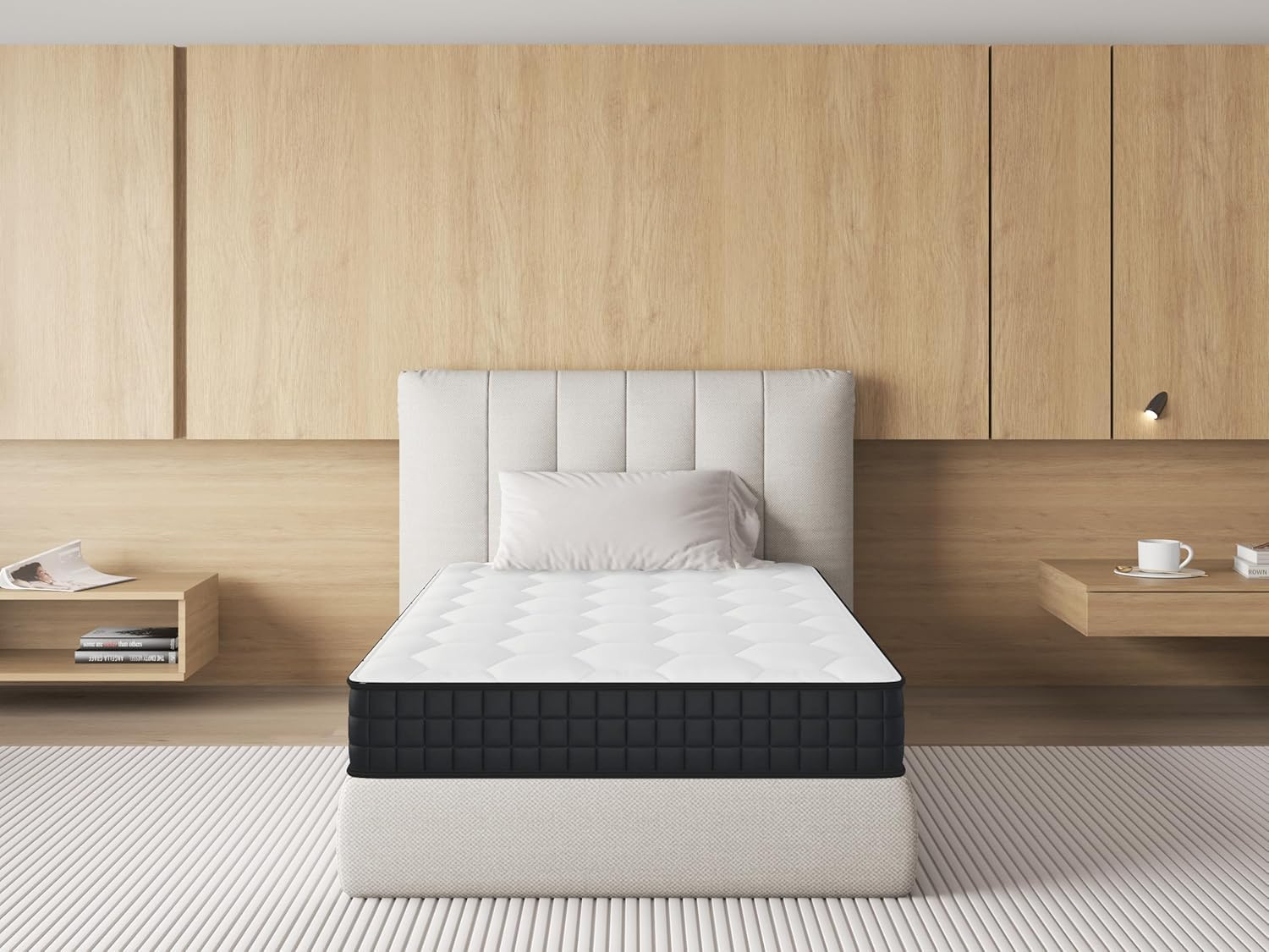Matelas 90x200,Epaisseur 12CM,Basics Matelas 7 Zones en Mousse à mémoire de Forme Confort, Moelleux (90x200x12CM)