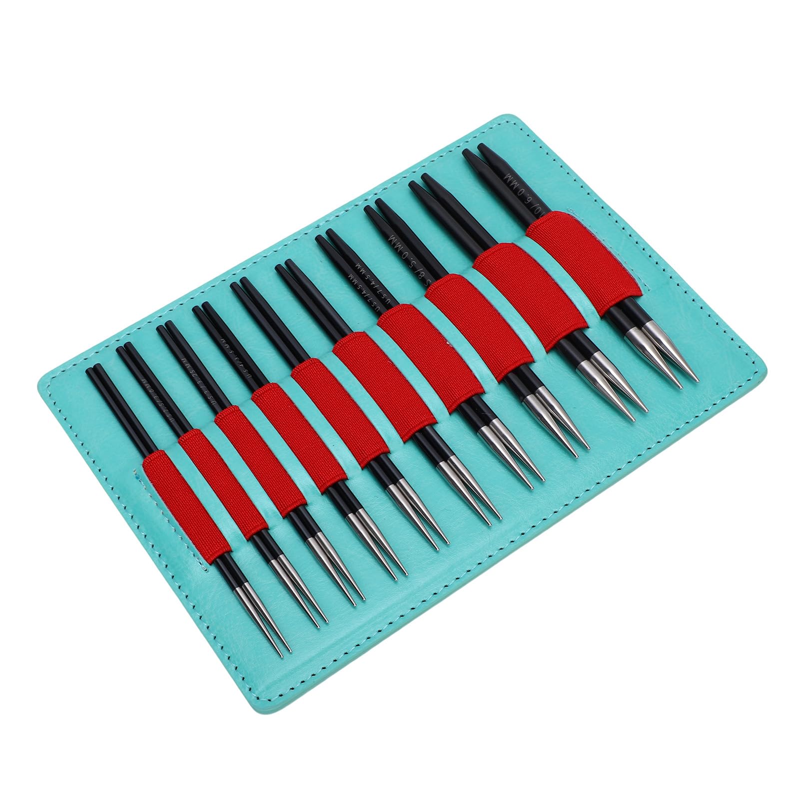 HEEPDD Set di Ferri da Maglia Intercambiabili da 30 Pezzi di Calibro Fine, Set di Ferri da Maglia, 10 Paia da 2,75 a 6,0 Mm Punte Corte in Alluminio da 12 Cm di Lunghezza e 4 Cavi per Calzini Pizzo