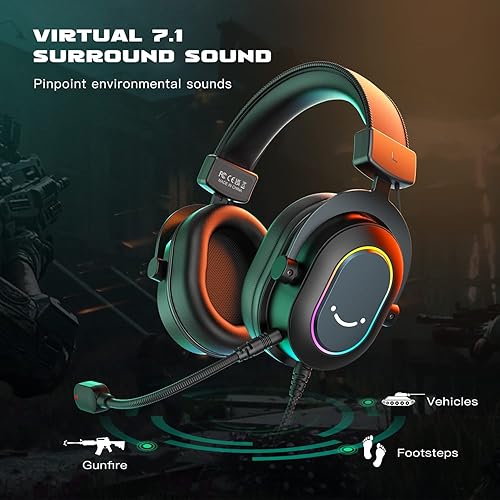 Miniatura 2 de FIFINE Auriculares para juegos con cable de PC con micrófono-7.1 de sonido envolvente USB para laptop, auriculares de transmisión en PS4PS5, con