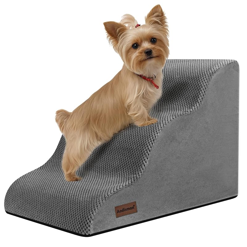 Escadas para Cães Pequenos de Espuma com 3 Degraus, aodisman, Grey
