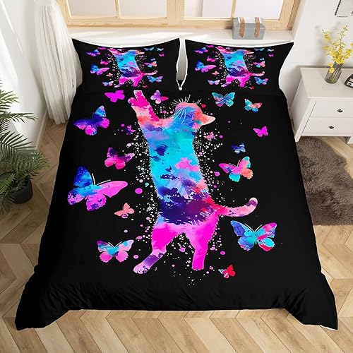 Miniatura 10 de Juego de ropa de cama de dibujos animados para niños, funda de edredón con estampado de vaca rosa, tamaño Queen, funda de edredón de piel de vaca