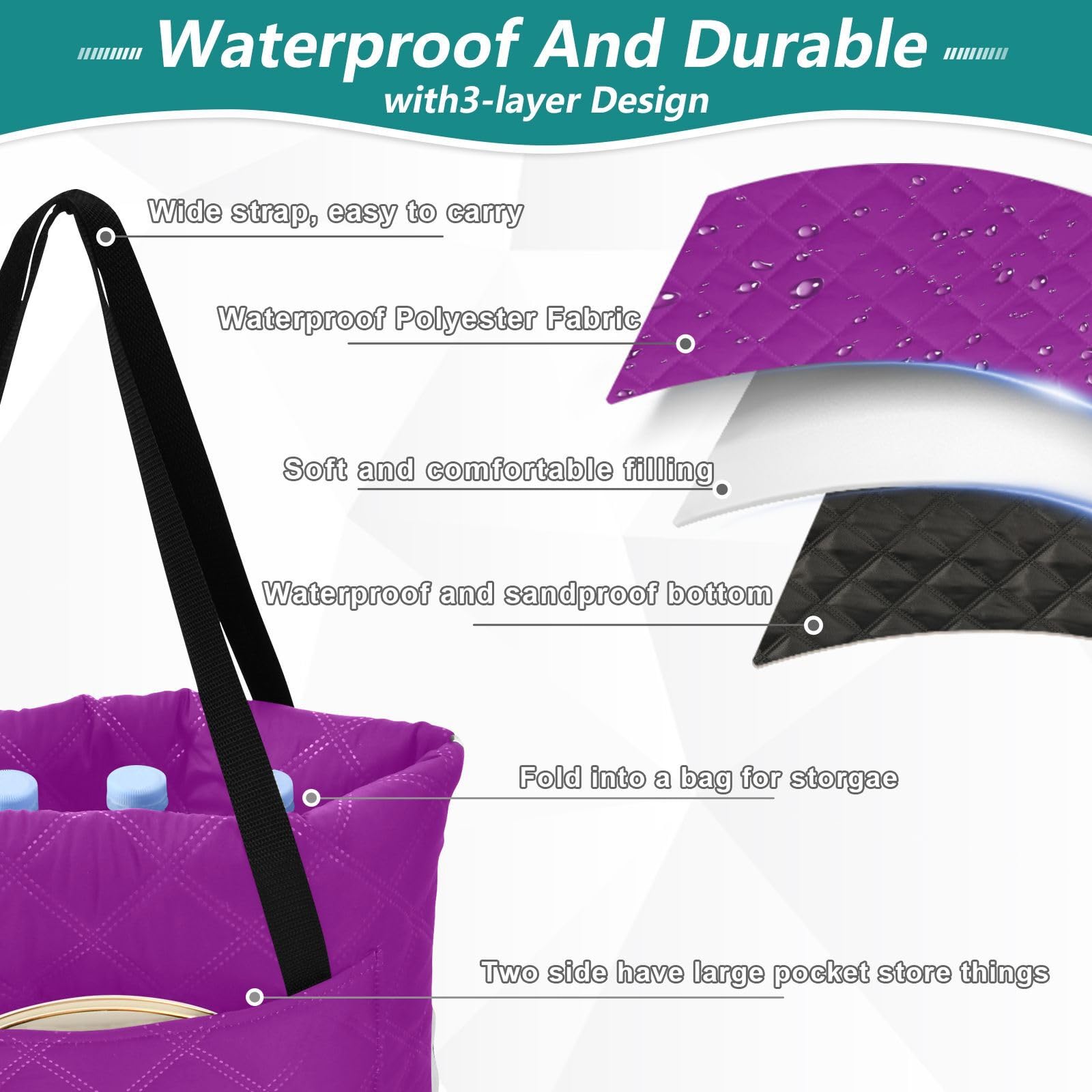 Mantas de picnic impermeables de color magenta oscuro, color liso puro, plegable, suave, para interiores y exteriores, para parejas en tierra, regalo, manta de picnic impermeable