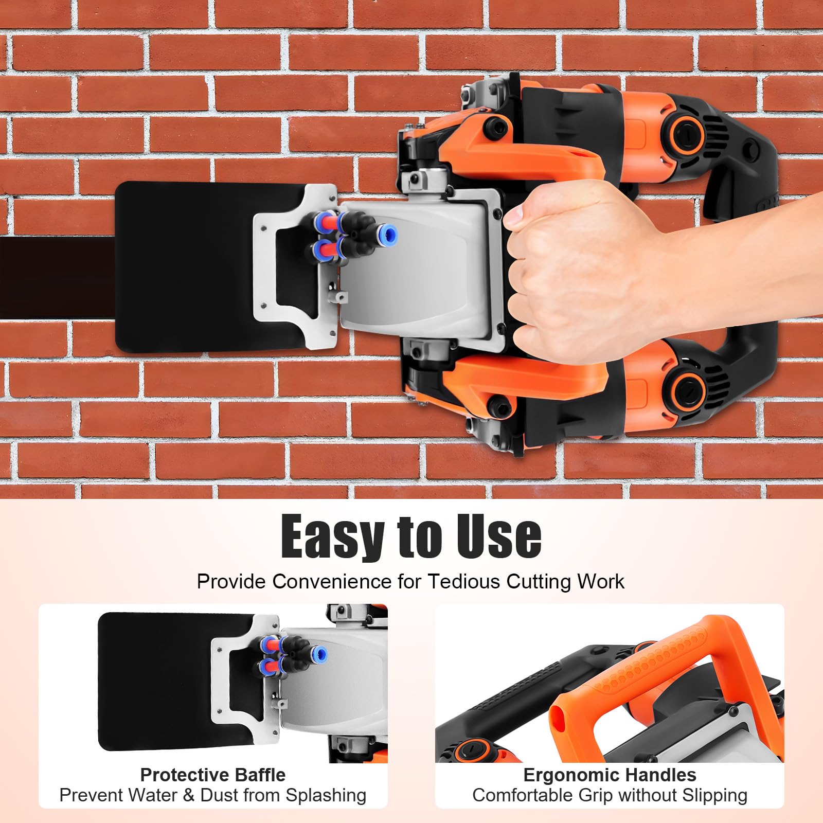 Fresadora de pared de 5200 W, fresadora de cable para pared con 5 hojas de sierra y bomba de agua, profundidad máxima y ancho de 45 x 72 mm, fresadora ranurada de 10500 rpm para bloques de cemento