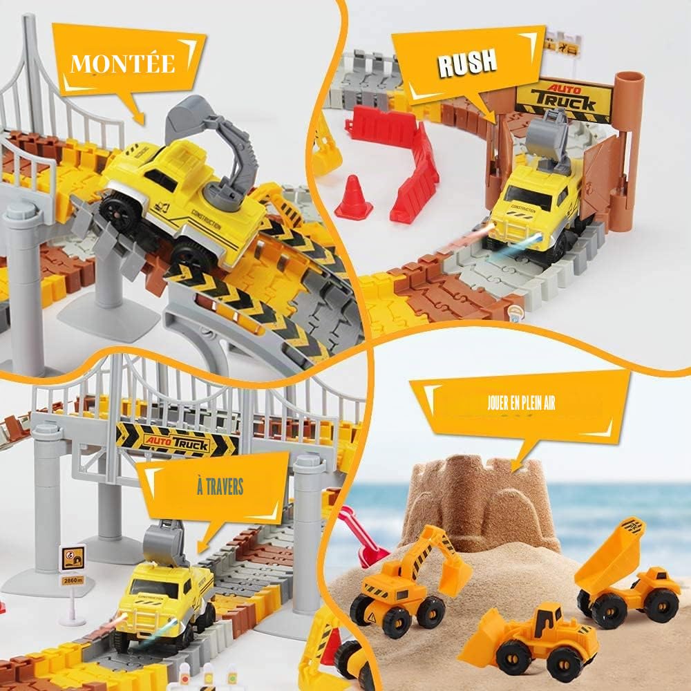 Mini Tudou Construction Pistes de Course Jouets, Voiture de Course 176 PCS