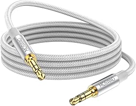 MOSWAG 3.28FT/1Meter 3.5mm Audio Aux Jack Cable - Male to Male Nylon Braided Stereo Jack Cord for Phones, Headphones, Speakers, Tablets, PCs, Music Players and More
