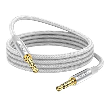 MOSWAG 3.28FT/1Meter 3.5mm Audio Aux Jack Cable - Male to Male Nylon Braided Stereo Jack Cord for Phones, Headphones, Speakers, Tablets, PCs, Music Players and More