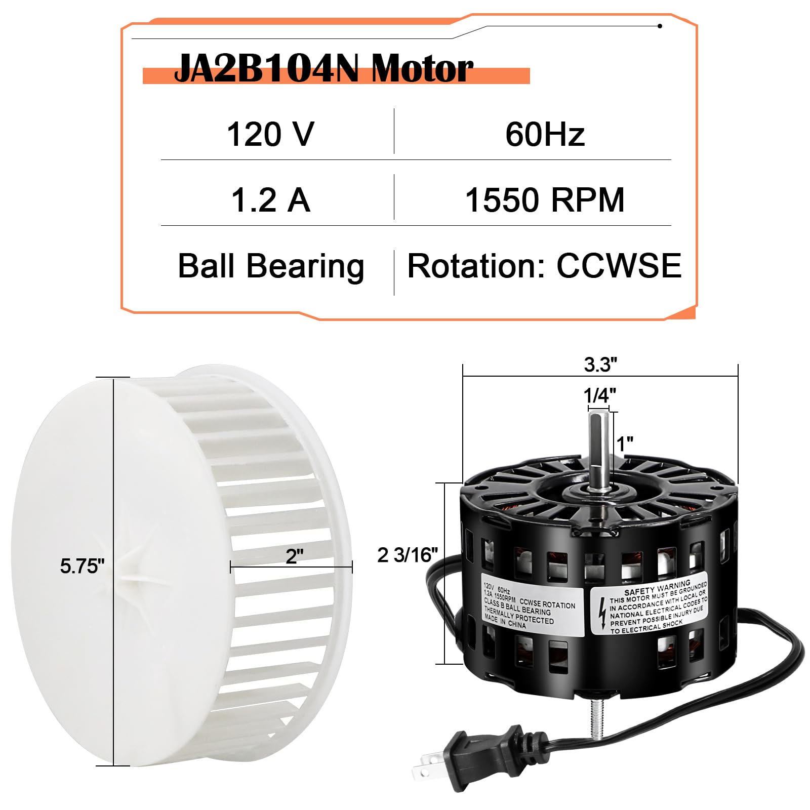 Amazon.com: Hiorucet JA2B104N Fan Motor & Blower Wheel for Broan