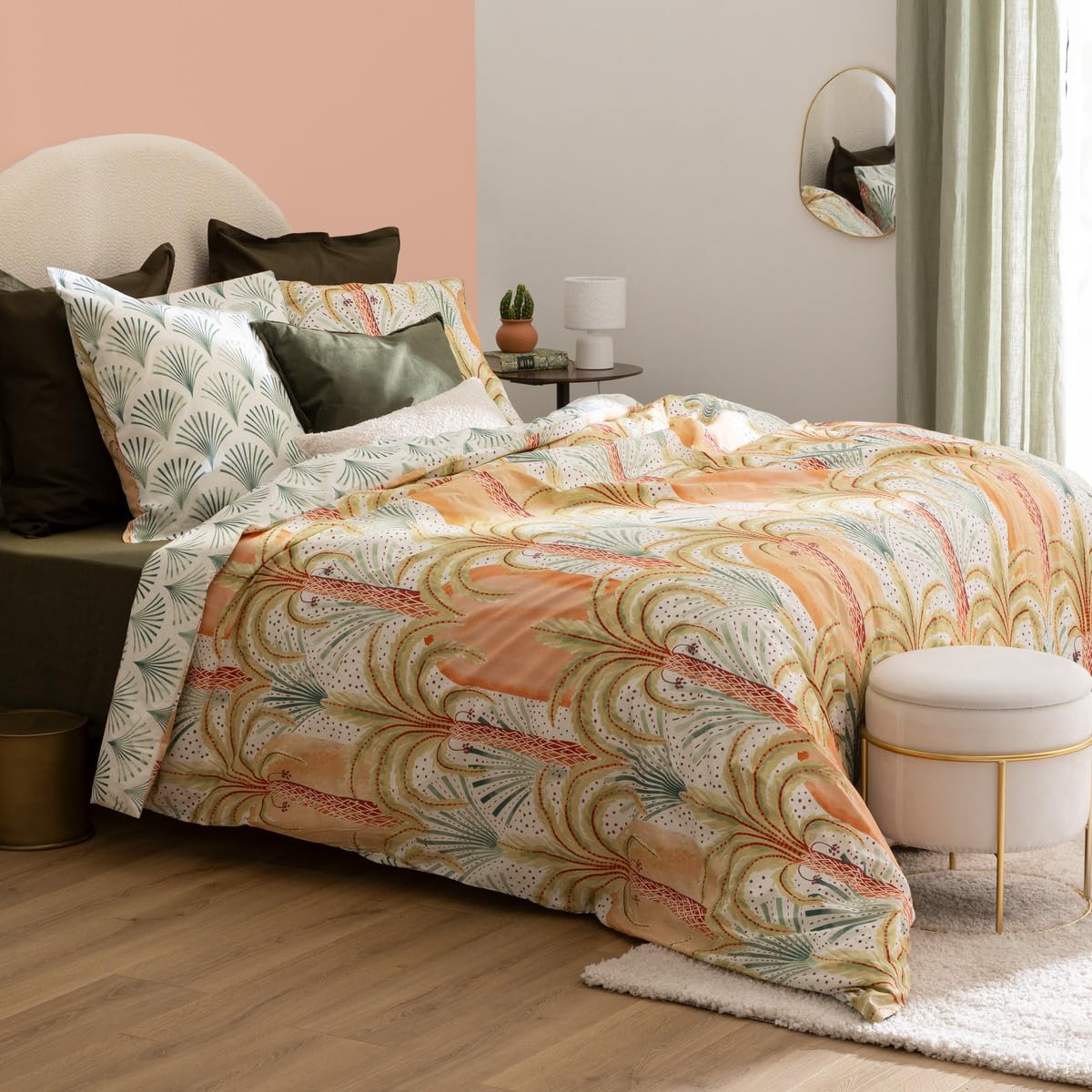 Housse de couette percale de coton parure de lit 240x220 multicolore Janice Atmosphera