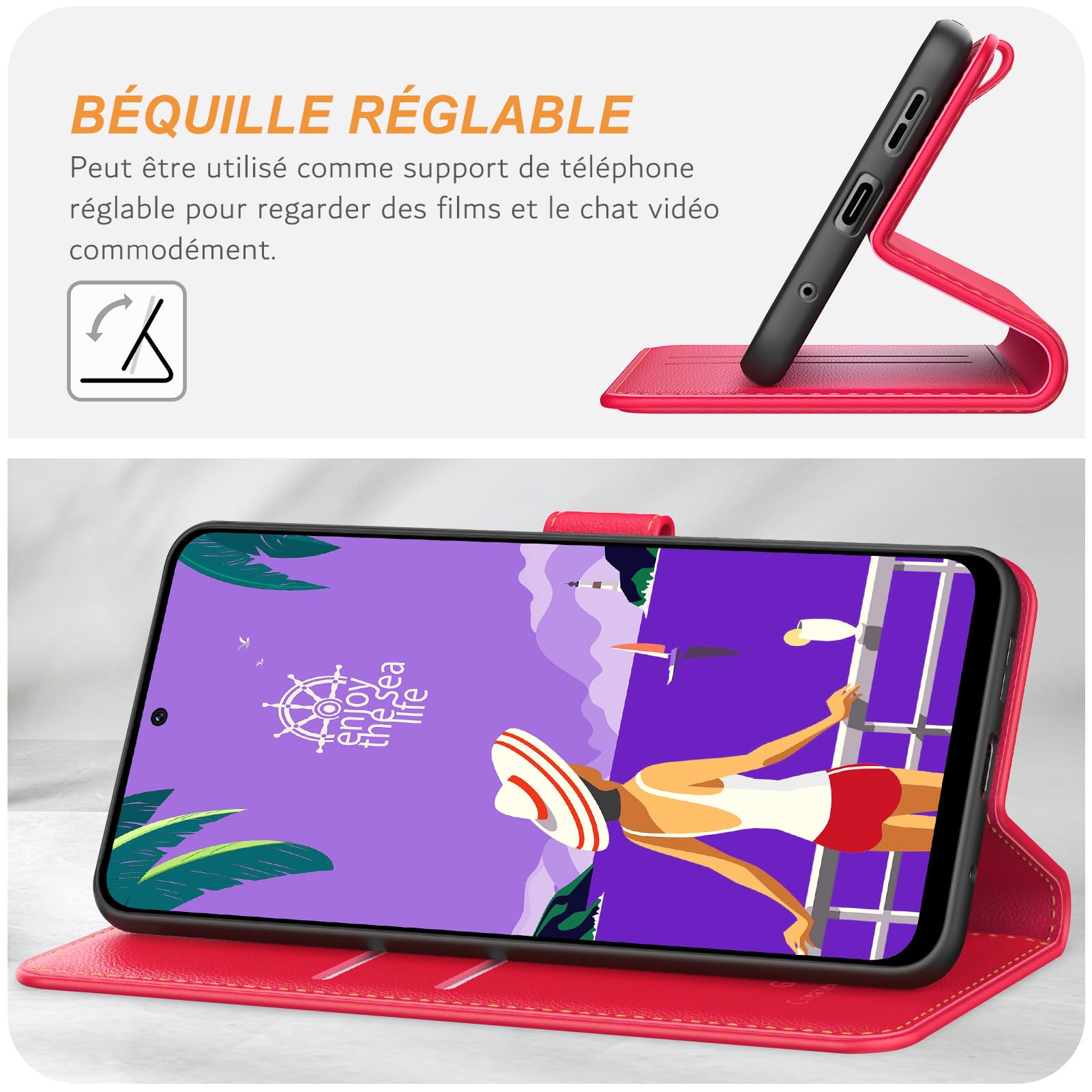Ganbary Cover Portafoglio In Pelle PU Per Xiaomi Redmi Note 12 5G / Poco X5 5G - Nero, Con Slot E Supporto - 2