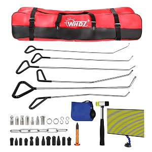WHDZ Paintless Dent Repair Tools Dent Removal Rods Kit with Awl Head Reflector Board Stainless Steel Repair Set