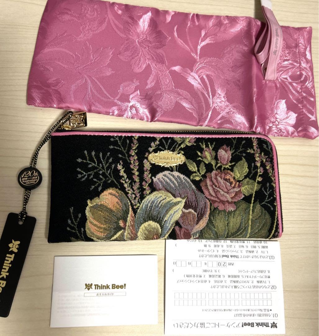 Amazon.co.jp: シンクビー Think Bee! 長財布 キャンバス 花柄刺繍 L字 