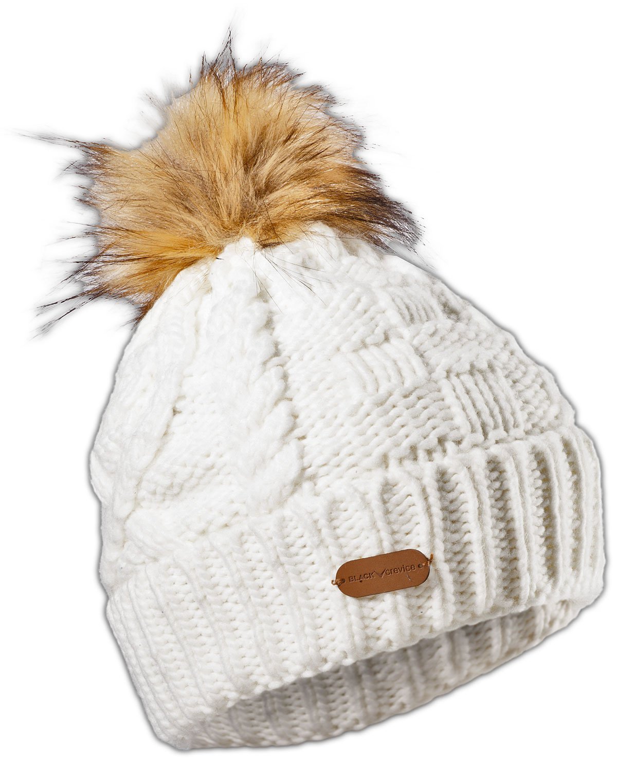 Black Crevice Women's Knitted Hat, Womens, Strickmütze, Weiß