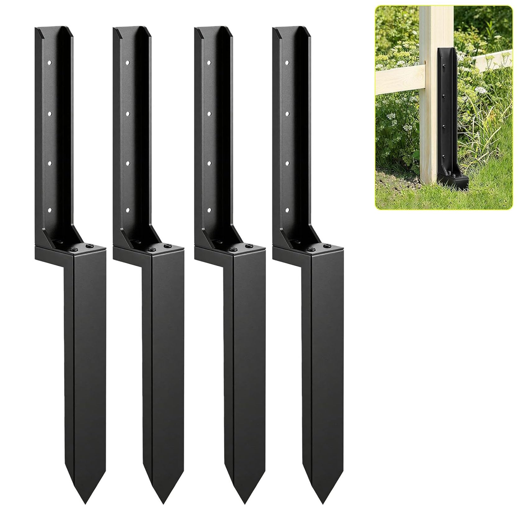LQSYBHD Fence Post Repair Stakes Heavy Duty Fence Post Anchor Post Spikes Ground Spike for Fencing Fence Repair Spike for Repairing Tilted Broken Wooden Fence(Size:4pcs)