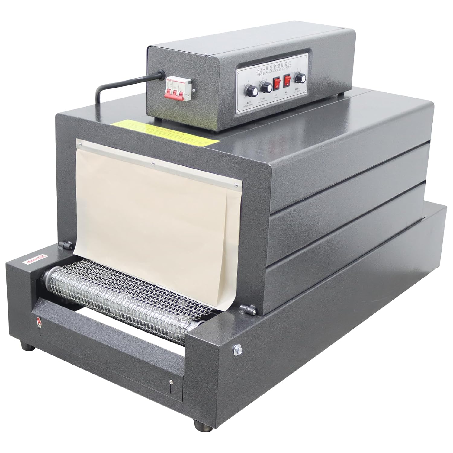 Heat Shrink Wrapping Machine – Mesh Conveyor Thermal Shrink Tunnel 220V 7KW 3-Phase,Fits 17.7"×9.8",Quartz Infrared Heater for PVC/POF Film,Adjustable Speed 0-32.8 ft/min,22LBS Load