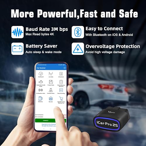 Vgate iCar Pro 2S OBD2 Bluetooth Adapter Check Engine Vehicle Code Reader Diagnostic Scanner Tools for iOS&Android and Windows Made for Electric (EV) and Hybrid Vehicles - 4