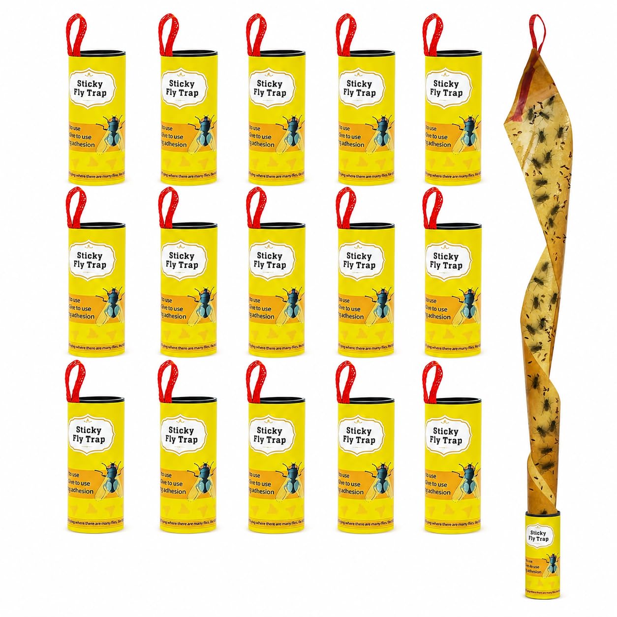 Mclear 16 Fly Strips Indoor Sticky Hanging with Pins, Paper Tape for Indoors and Outdoor, Catcher Ribbon Traps Flypaper Glue, Fruit Gnat (Pack of 16)-image-17
