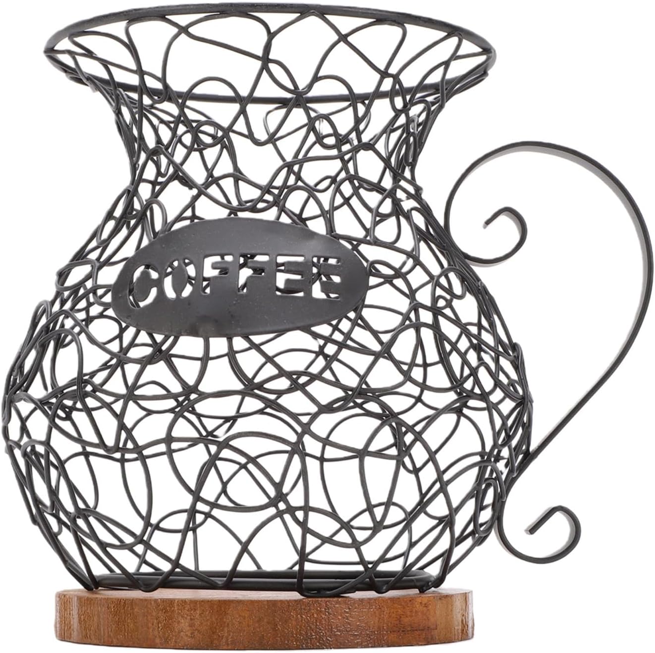 VINGVO Large Capacity Coffee Capsule Basket, Rustproof Pod Organizer, European Style Pod Holder with Unique Coffee Cup Shape (Black)