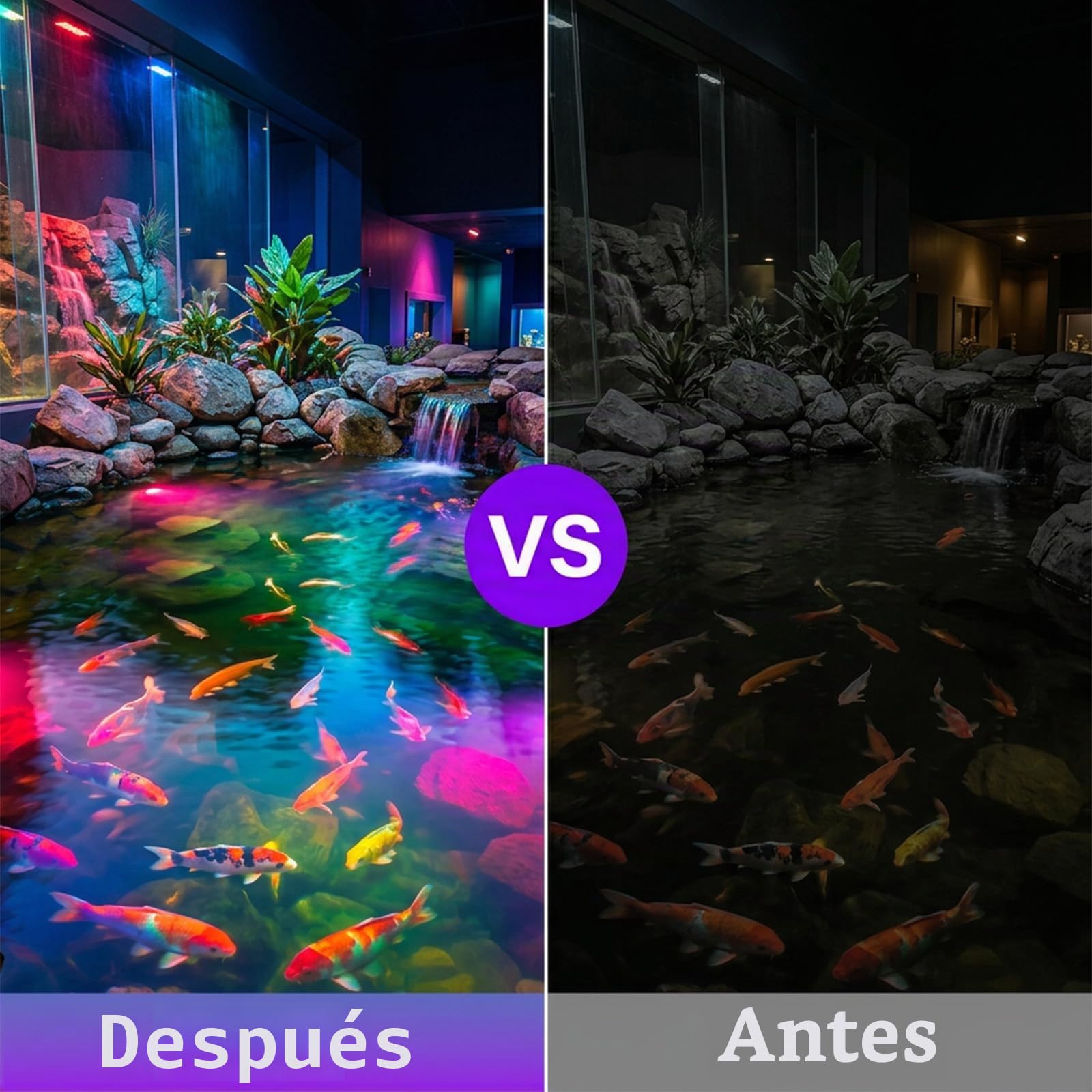T-SUN Lámpara Sumergible LED Solar Luces Solares para Estanques 2 Modo 6 Color Foco Solar Impermeable Luces Solares Exterior para Estanques, Acuarios, Fuentes, Piscinas, Jardín(5 EN 1)