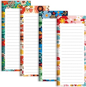 KiDEPOCH Magnet Notepads for Refrigerator, Magnetic To Do List Notepad for Grocery List, Magnetic Memo List Pad for Shopping List, Magnetic Memo pad, 48 Sheets per Pad - 3.5 x 9 Inch, Set of 4