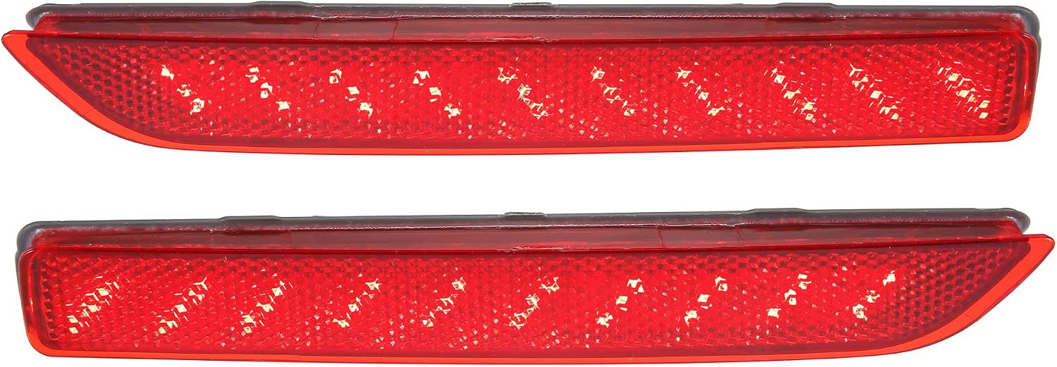 Rear Bumper Reflector LED Fog Brake Tail Turn Signal Light 265608990B for Nissan Sentra 2020-2021 Plastic Red Lens (Set of 2)