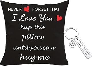 Gifts for Girlfriend, Two Sided Printing Lover Pillow Cover + Couple Keychain, Valentine's Day Birthday Gifts for Girlfriend, Long Distance Relationship Gift, Velvet Decorative Pillowcase 18"x 18"
