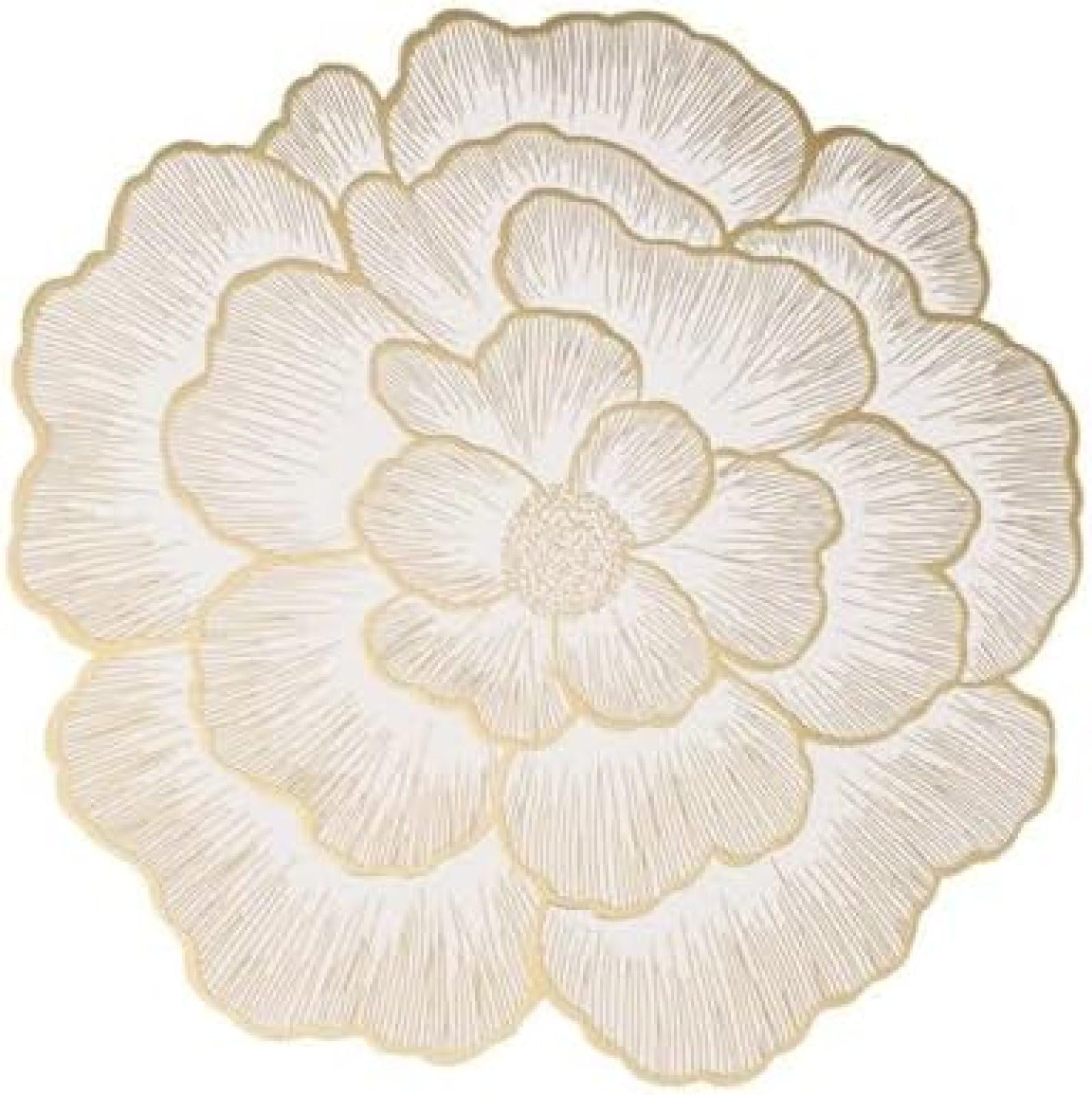 Set de table rose chinoise en PVC lot de 2 pièces 38 cm or blanc