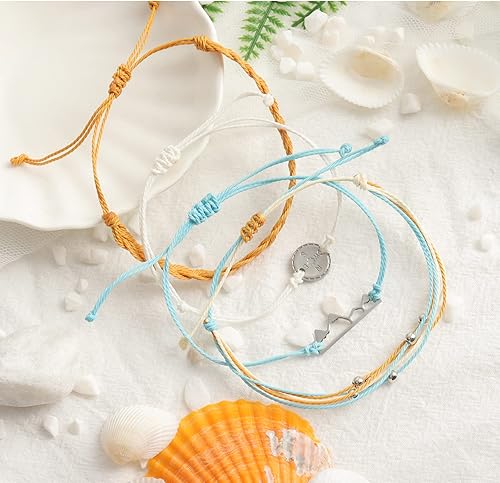 Miniatura 5 de choice of all Lindas pulseras para adolescentes y niñas, pulsera de cuerda de girasol, tobilleras de verano con océano, ajustables, impermeables,