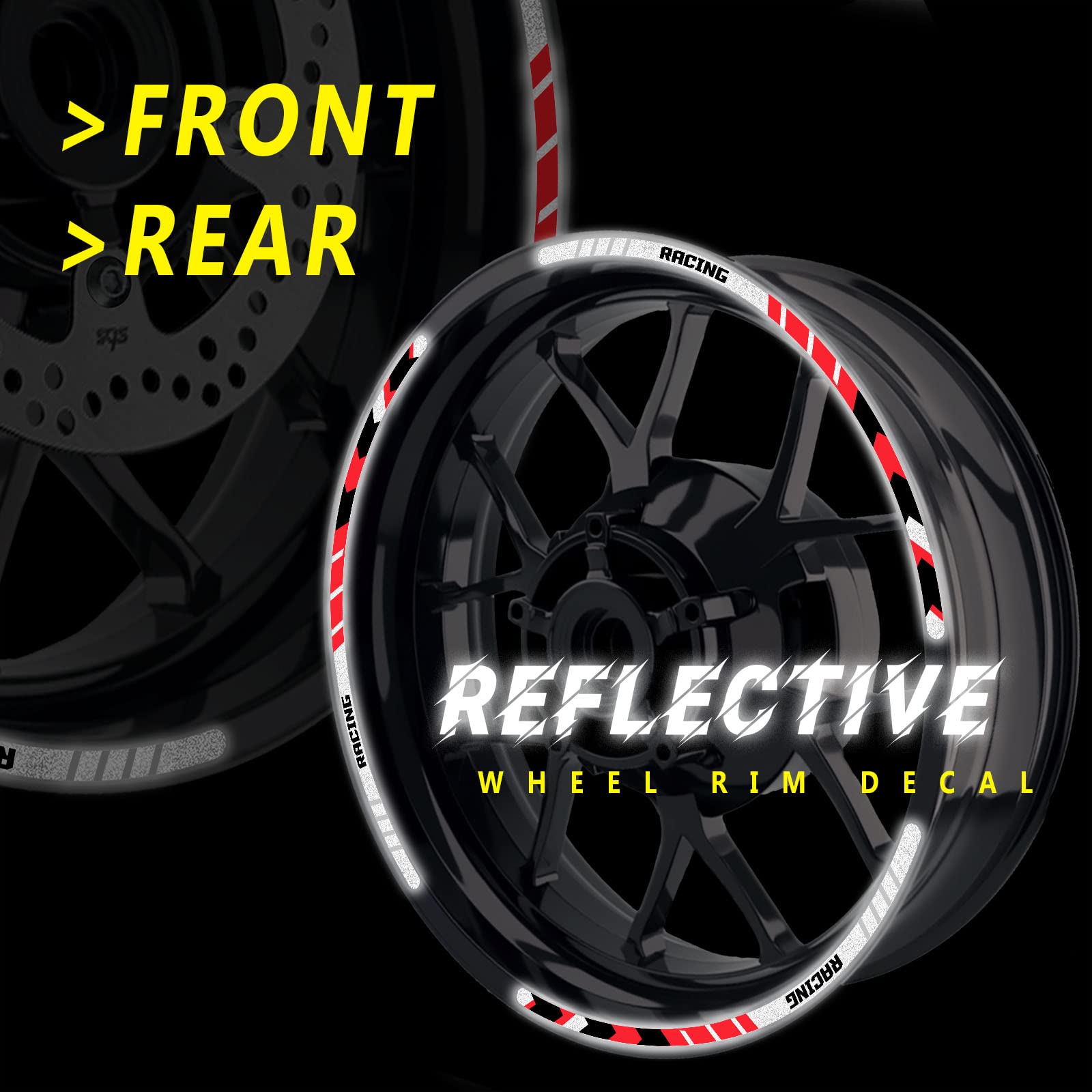 Amazon.com: MC MOTOPARTS Adhesivo de rayas de rueda reflectante