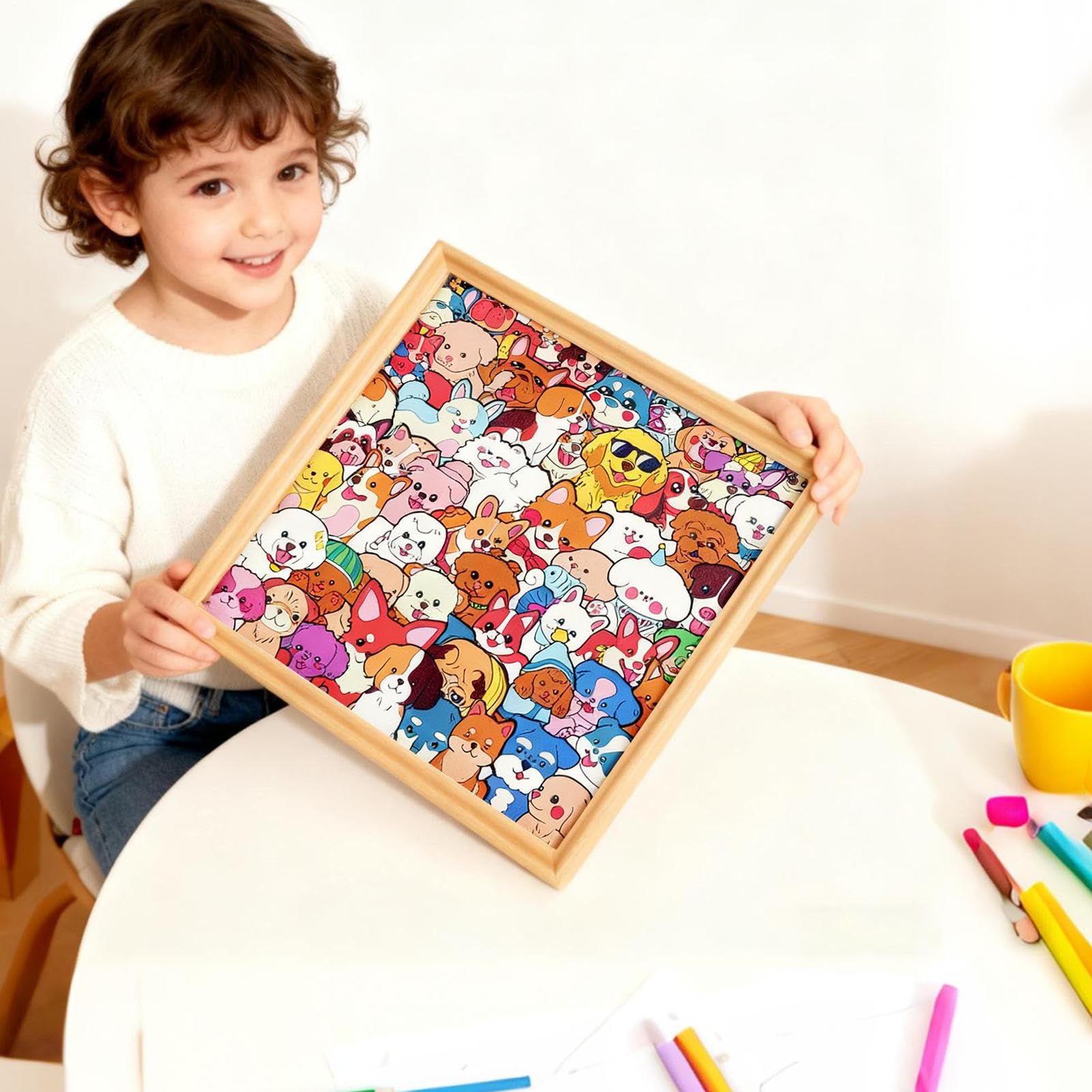 Pokoloruj Swoją Drewnianą Puzzle Ramka Z Psem Do Kolorowania | Edukacyjna Puzzle Zabawka Dla Miłośników Zwierząt Kolekcjonerów Chłopców Spotkań Rodzinnych Wieczorów Gier