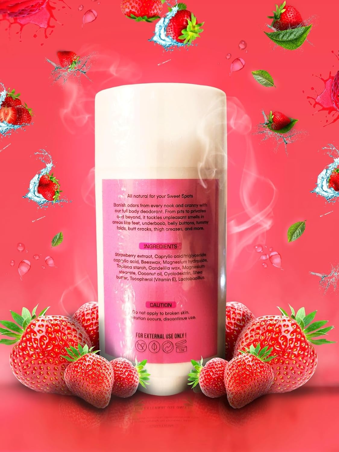 KisaOasis Natural Strawberry Body Deodorant, All Natural Formula for Sweet Spots, 2.5 oz image 2