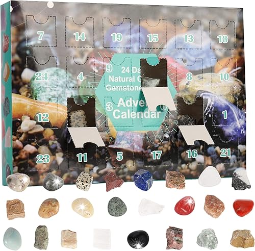 Miniatura 1 de Calendario de Adviento 2023, calendario de Adviento de rocas de 24 días, calendario de Adviento de minerales y fósiles de piedras preciosas de