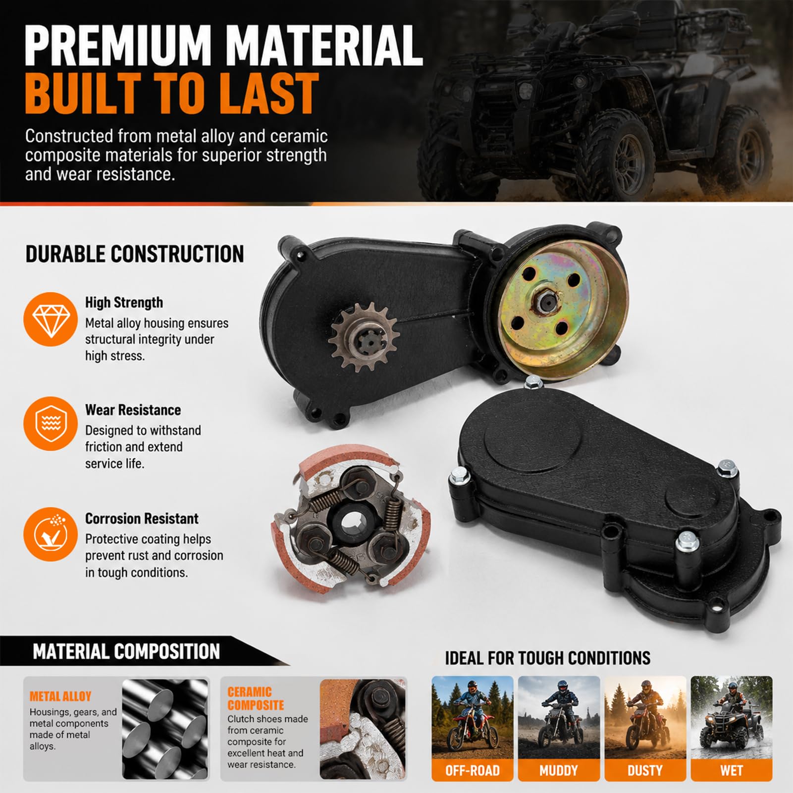 Juego de carcasas de embrague para máquina todoterreno, caja de embrague, caja de tambor 14T, juego de embrague para 47 ccm 49 ccm Mini Pocket Quad Dirt Bike ATV piezas tambor de embrague